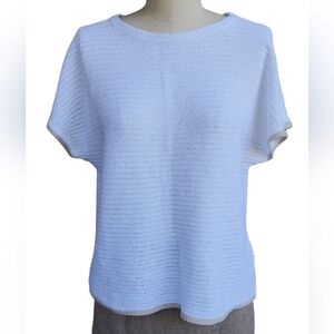 J. Jill PureJill White Linen Flax Blend Crochet Open Knit SS Pullover Top Mp M